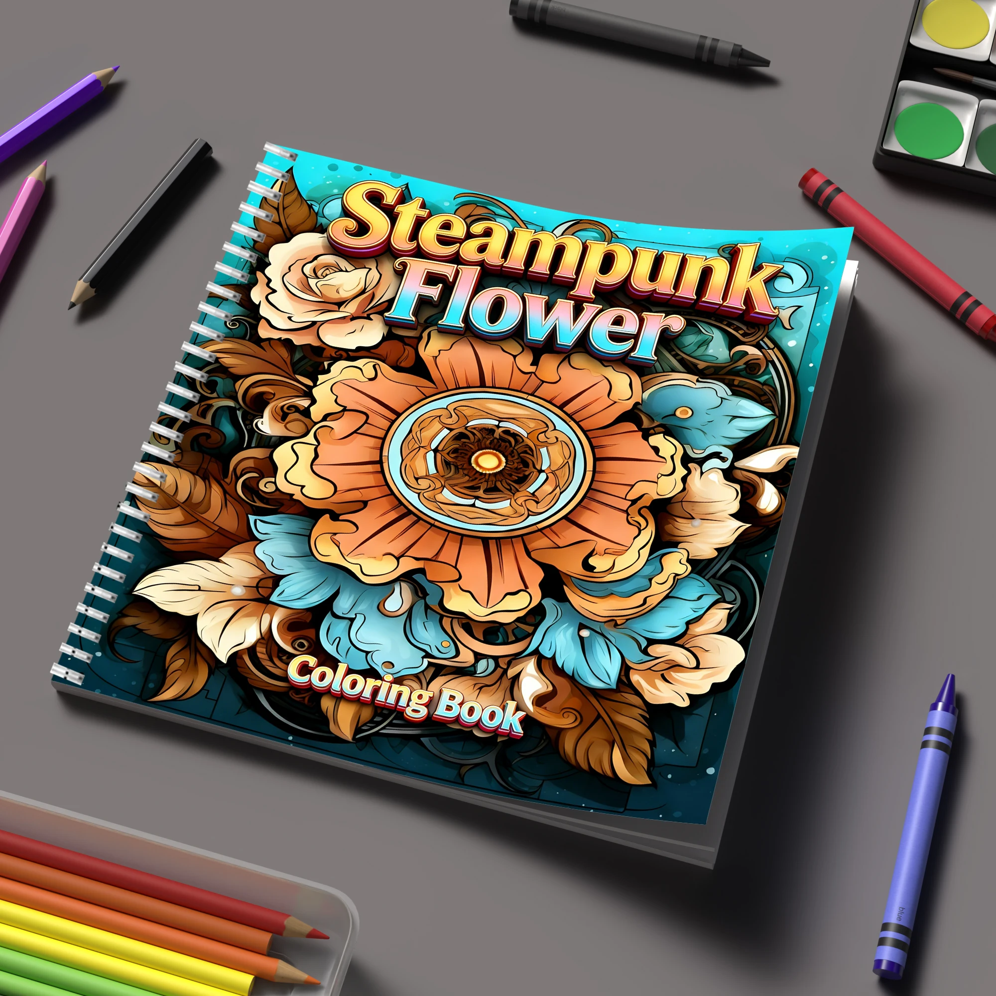 Flower Supplies - كتاب تلوين بتصميم زهور ستيمبانك للبالغين،